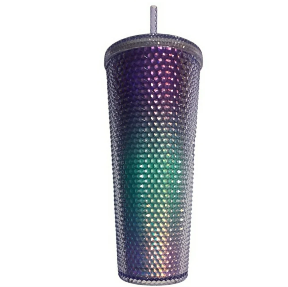 STARBUCKS Studded Iridescent Mermaid Purple Teal Ombré 24 oz new